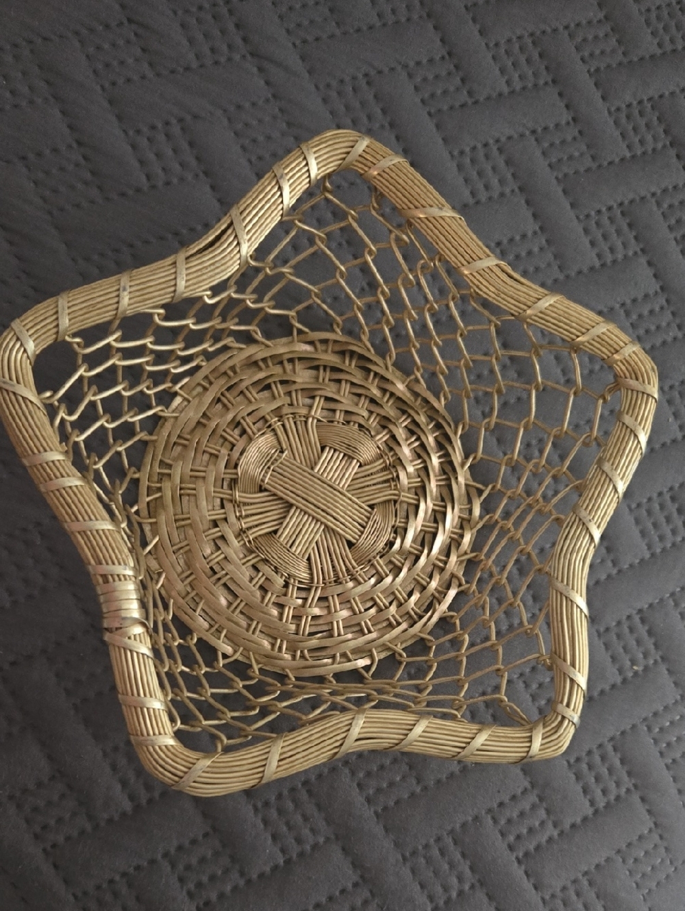 Woven Decorative Star Basket - Natural Gold Tone